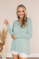 Thank Me Later Ribbed Knit Top- Aqua