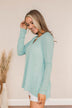 Thank Me Later Ribbed Knit Top- Aqua