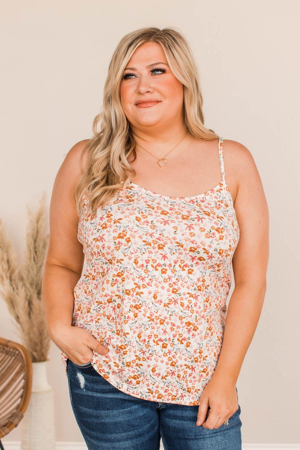 A Touch Of Beauty Floral Tank- Ivory