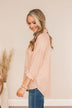 Stay In Touch Button Down Top- Champagne