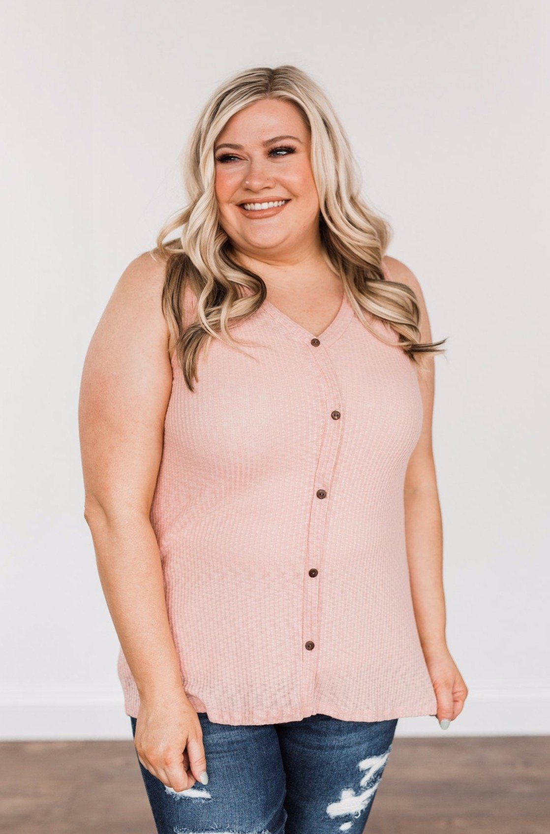 A Day To Remember V-Neck Tank Top- Dusty Peach