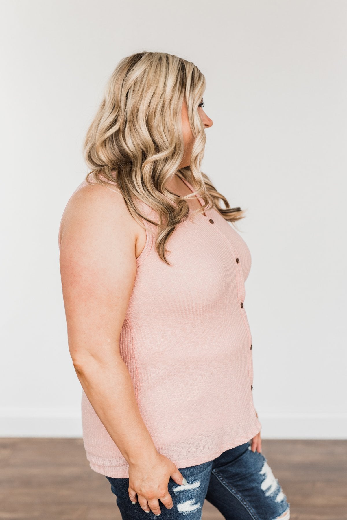A Day To Remember V-Neck Tank Top- Dusty Peach
