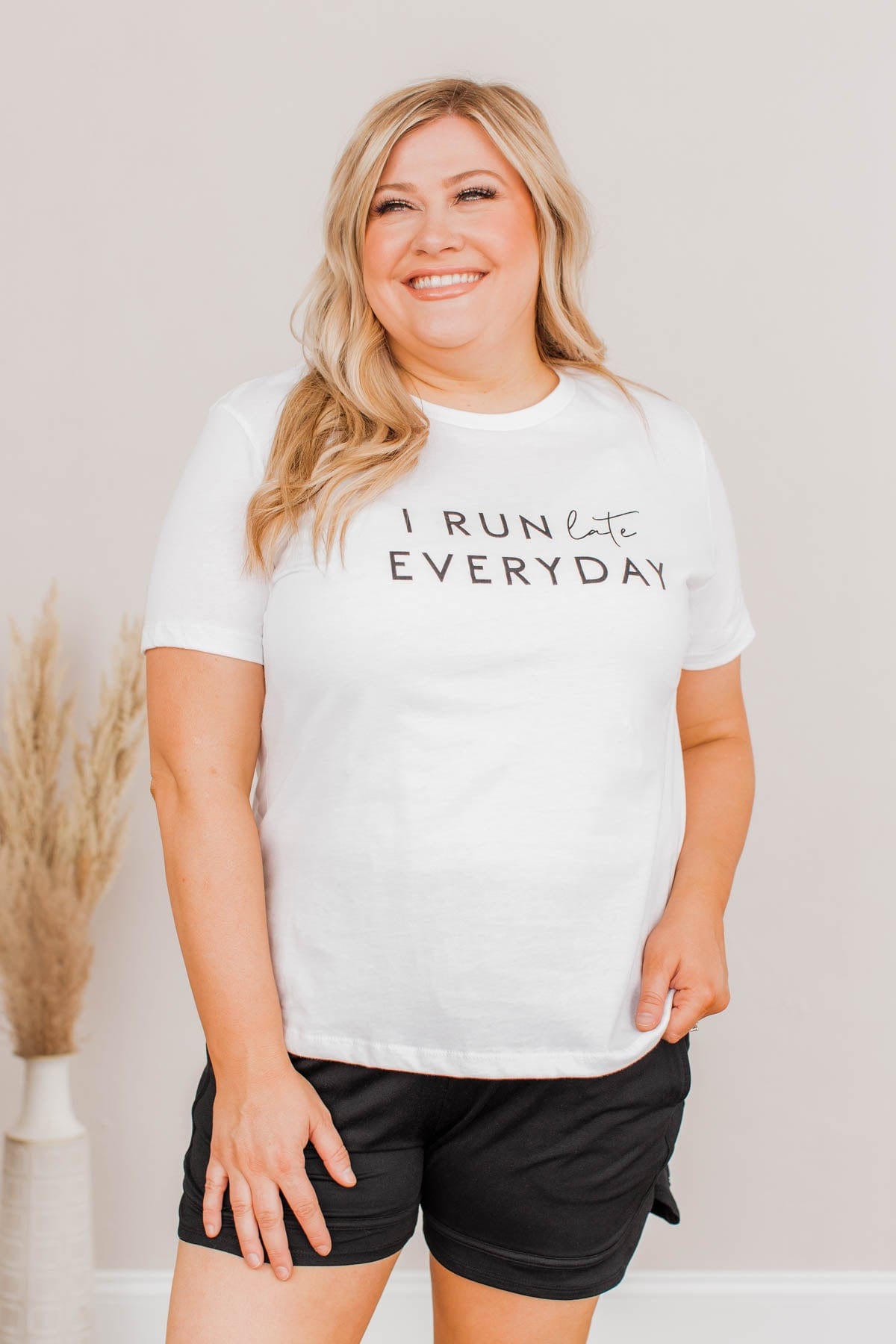 "I Run Late Everyday" Graphic Tee- White