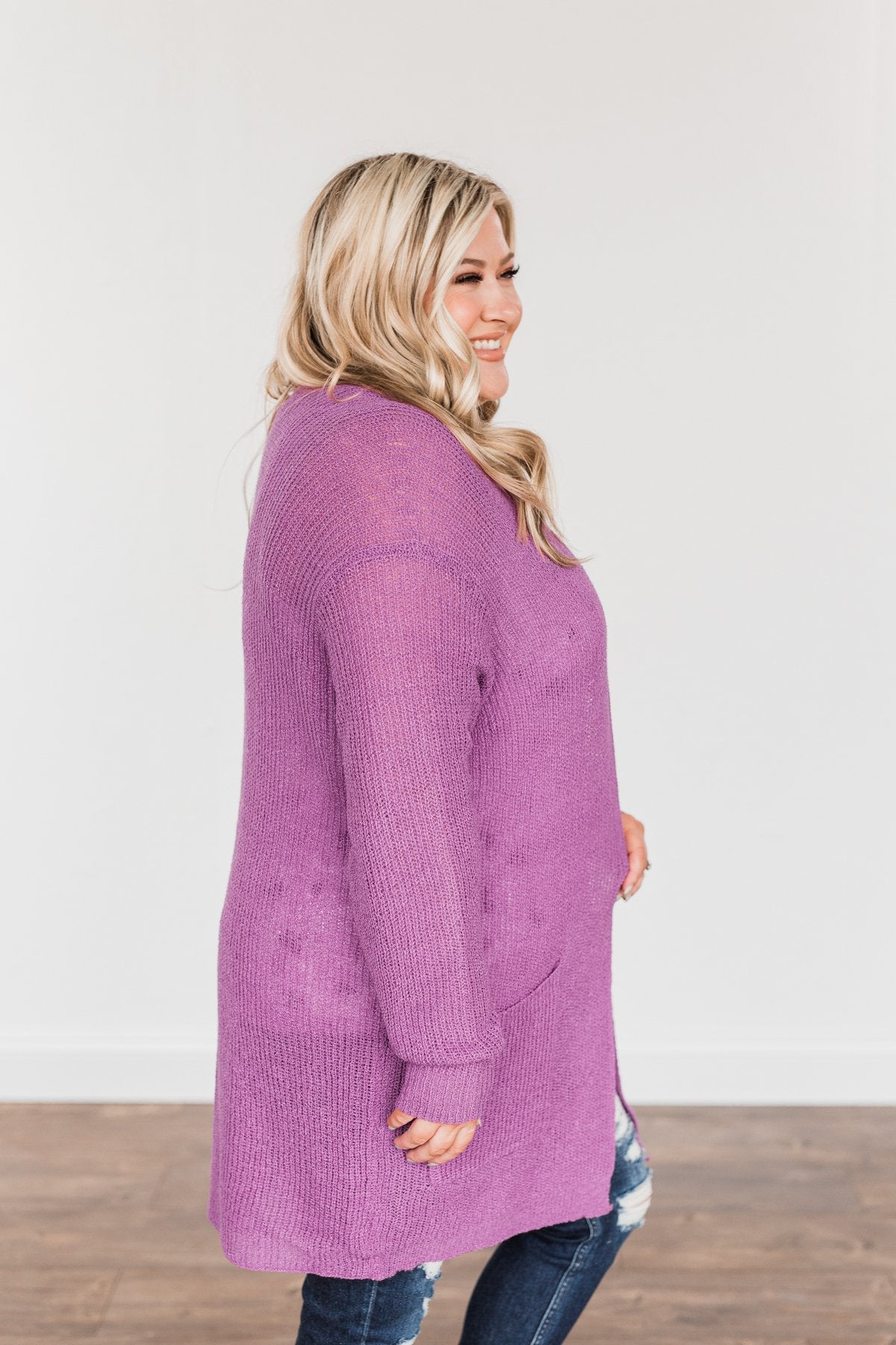 Time For An Adventure Knit Cardigan- Dark Orchid