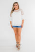 Right Beside Me Lace & Ruffles Top- Ivory
