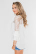 Right Beside Me Lace & Ruffles Top- Ivory