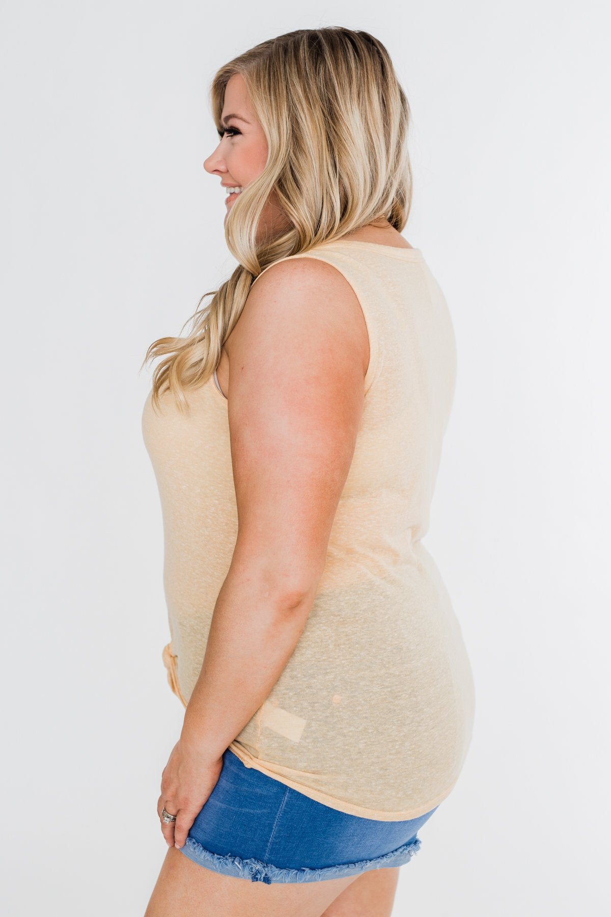 Everyday Button Tie Tank Top- Dusty Yellow