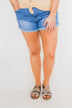 Celebrity Pink Shorts- 70's Blue Wash
