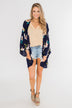 Botanical Floral Kimono- Navy