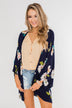 Botanical Floral Kimono- Navy