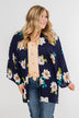 Botanical Floral Kimono- Navy
