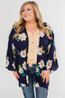 Botanical Floral Kimono- Navy