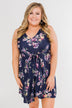 Twirl This Way Floral Tie Dress- Navy