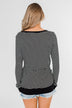 So Much In Common Striped Pocket Top- Black