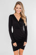Truly Elegant Long Sleeve Fitted Dress- Black