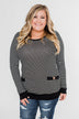 So Much In Common Striped Pocket Top- Black