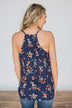 From This Moment On Floral Tank Top- Cornflower Blue