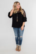 Right Beside Me Lace & Ruffles Top- Black