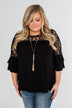 Right Beside Me Lace & Ruffles Top- Black