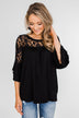 Right Beside Me Lace & Ruffles Top- Black