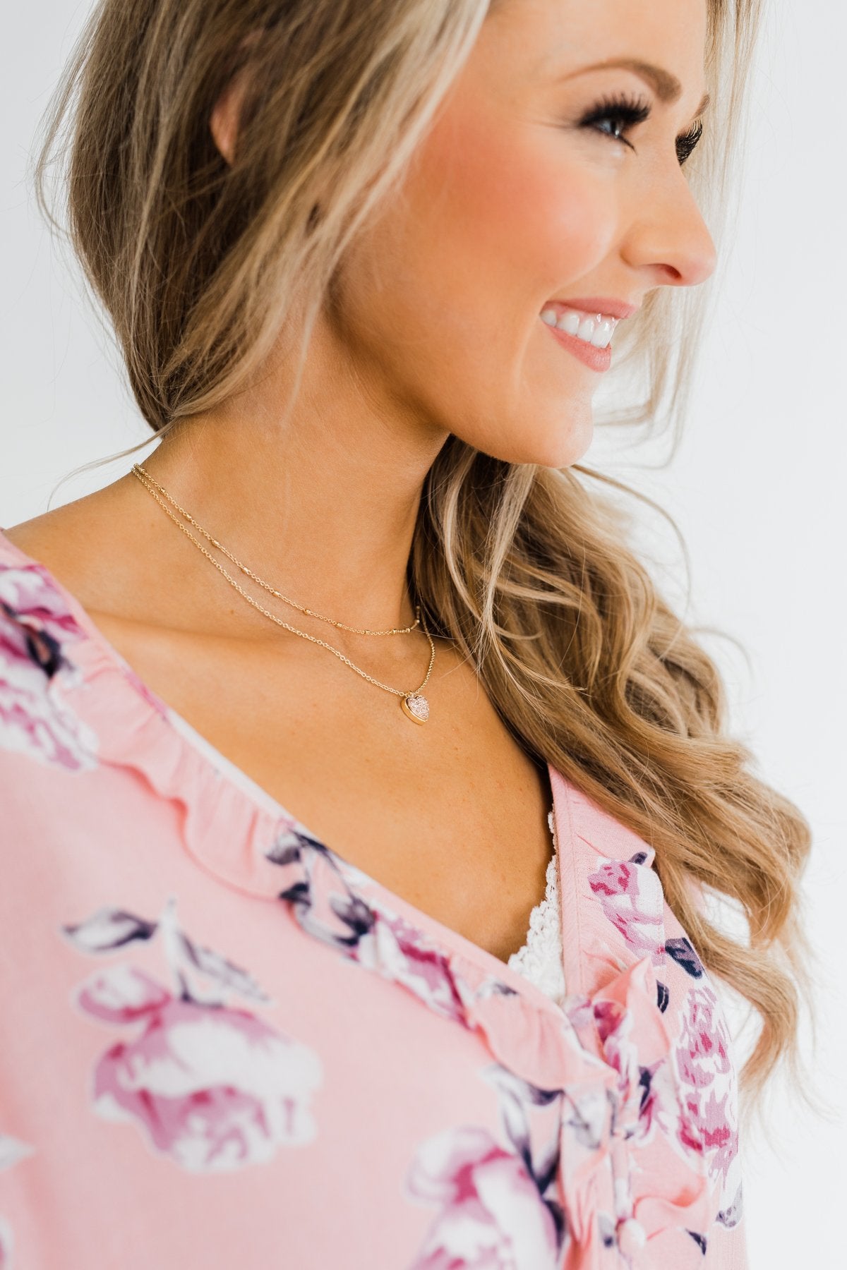 2 Tier Heart of Stone Necklace- Rose Gold