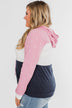 Come With Me Polka Dot Color Block Hoodie- Pink & Navy