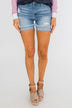 Celebrity Pink Frayed Hem Bermuda Shorts- Light Wash