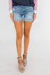 Celebrity Pink Frayed Hem Bermuda Shorts- Light Wash