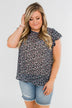In Perfect Harmony Floral Ruffle Sleeve Top- Navy