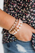 3 Layer Rose Gold Studded Bracelet Set- Blush