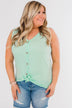 Everyday Button Tie Tank Top- Mint