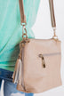 Side Zipper & Tassel Purse- Light Beige