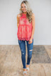 Love's On My Mind Lace Tank Top- Watermelon Pink