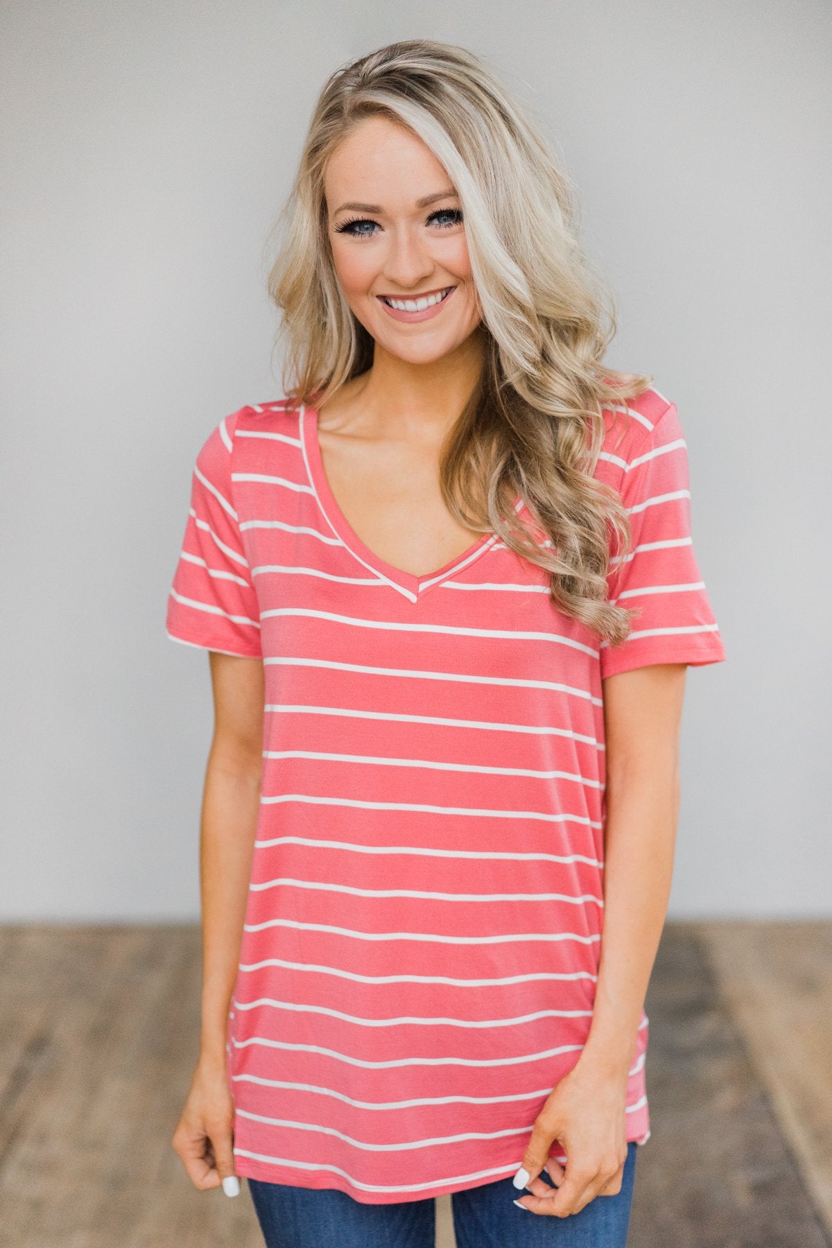 Beautiful and Basic Striped Top- Pink