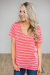 Beautiful and Basic Striped Top- Pink