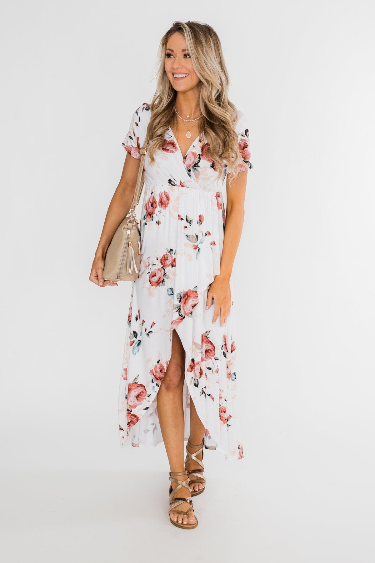 Promise To Keep Hi-Low Floral Maxi Dress- Ivory