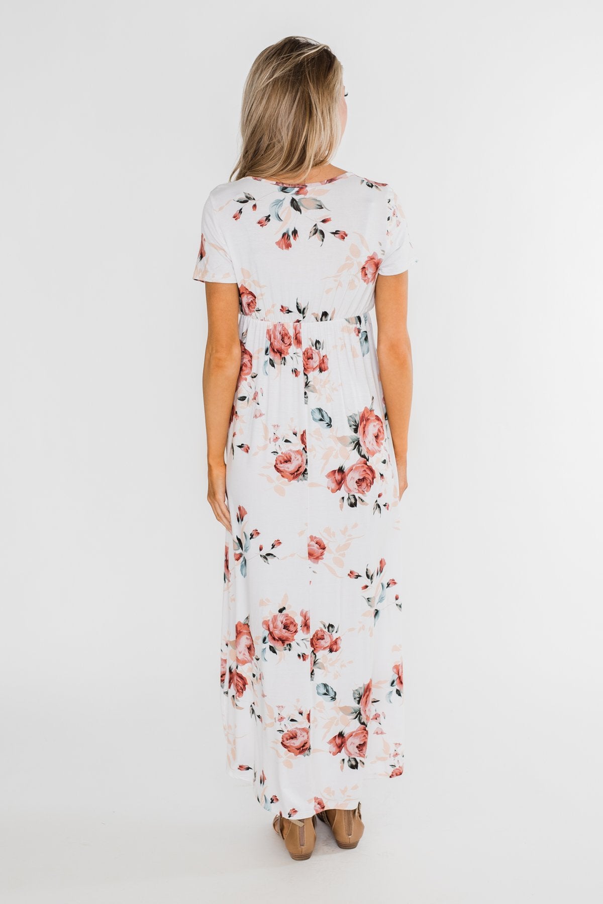 Promise To Keep Hi-Low Floral Maxi Dress- Ivory