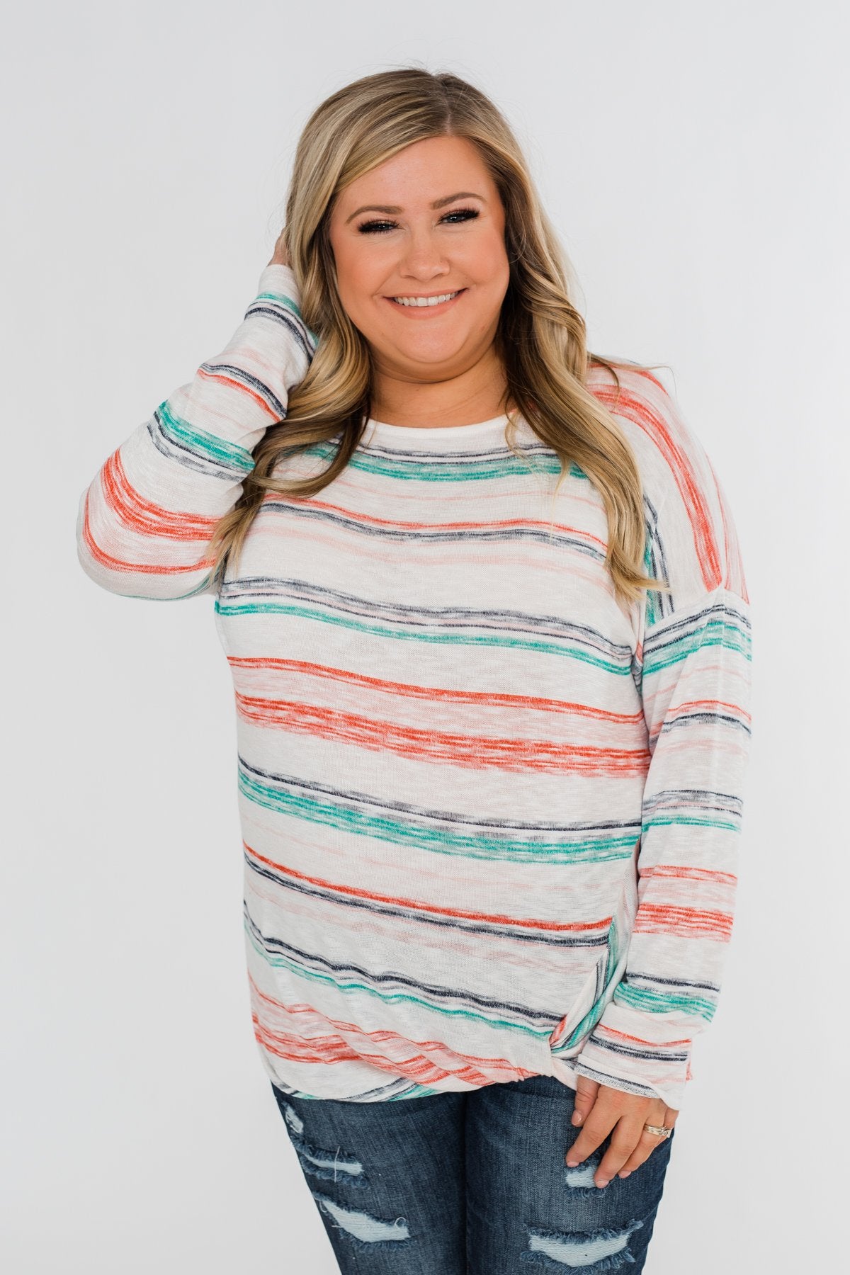 Horizon Views Striped Dolman Sleeve Top- Multi-Colored