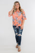 Let's Get Away Off The Shoulder Floral Top- Peachy Orange