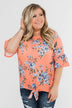 Let's Get Away Off The Shoulder Floral Top- Peachy Orange