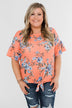 Let's Get Away Off The Shoulder Floral Top- Peachy Orange