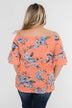 Let's Get Away Off The Shoulder Floral Top- Peachy Orange