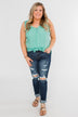 Meant To Be Mine Button Tank Top- Mint Blue
