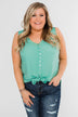 Meant To Be Mine Button Tank Top- Mint Blue