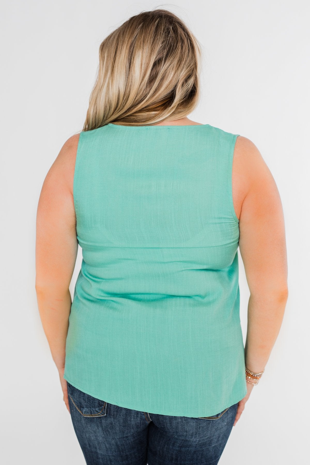Meant To Be Mine Button Tank Top- Mint Blue