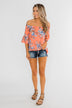 Let's Get Away Off The Shoulder Floral Top- Peachy Orange