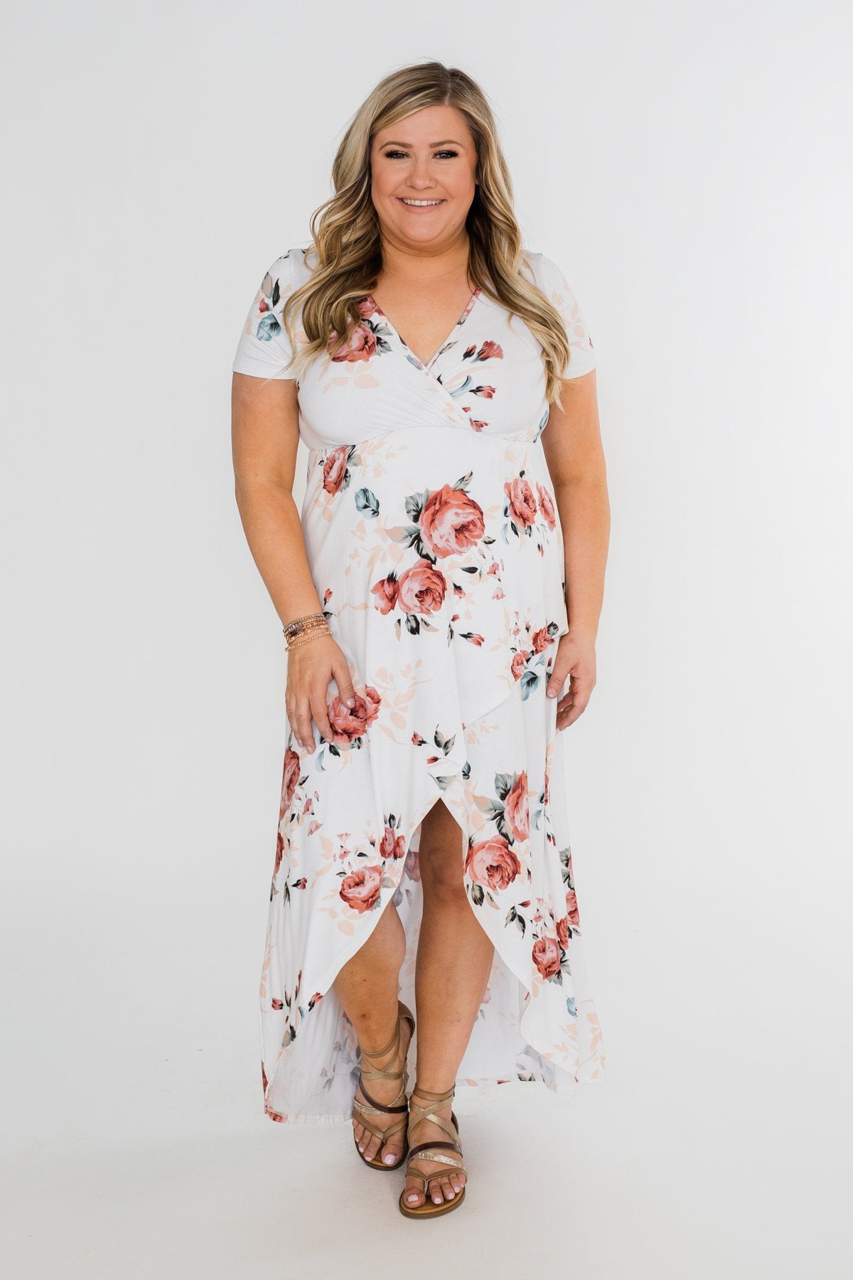 Promise To Keep Hi-Low Floral Maxi Dress- Ivory