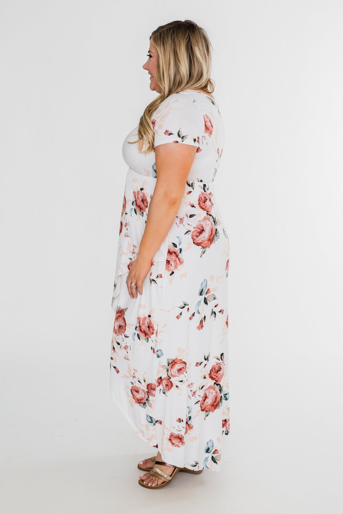 Promise To Keep Hi-Low Floral Maxi Dress- Ivory