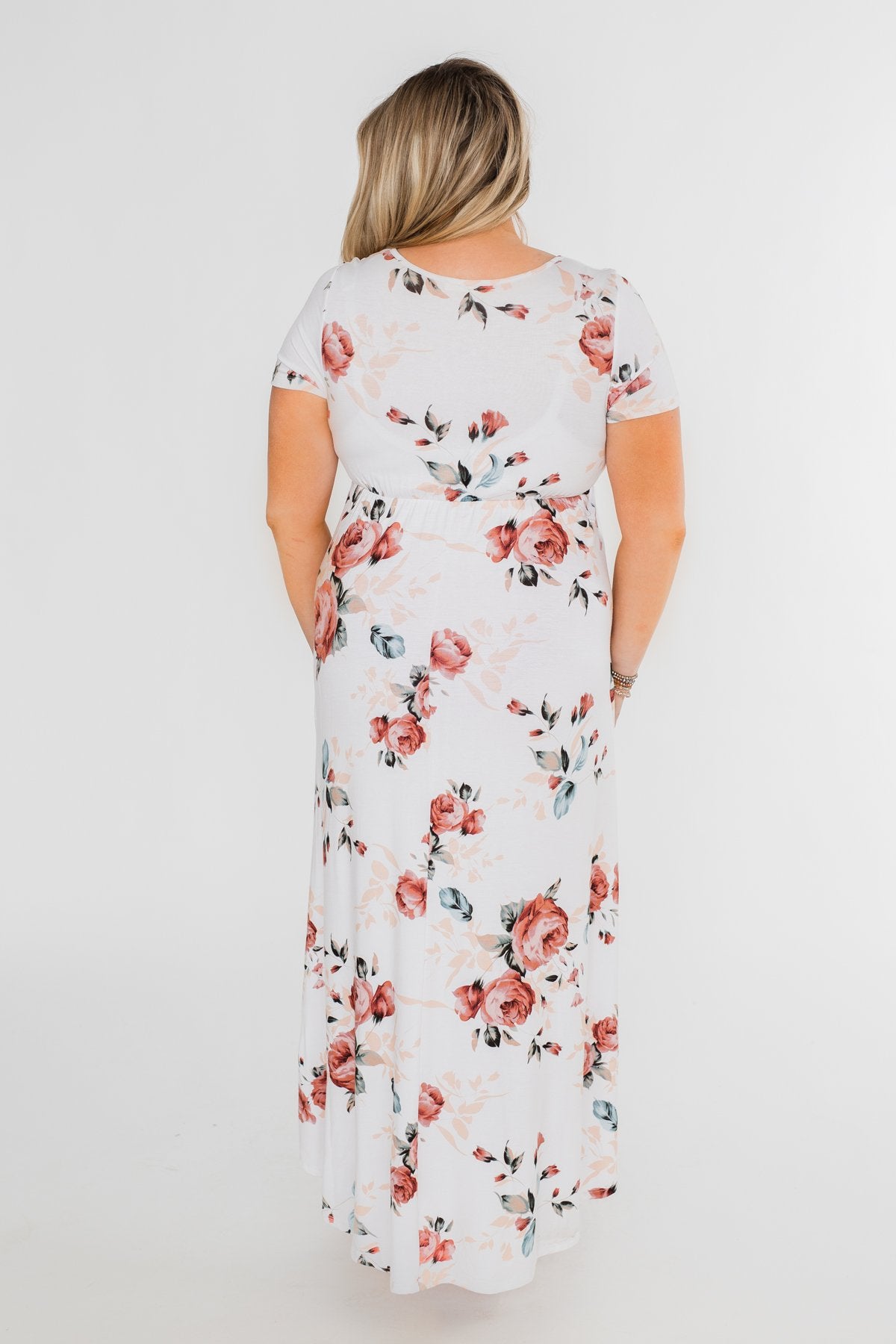 Promise To Keep Hi-Low Floral Maxi Dress- Ivory