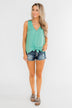 Meant To Be Mine Button Tank Top- Mint Blue